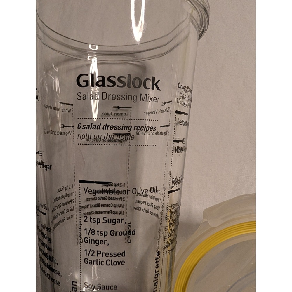 Glasslock Storehouse Salad Dressing Mixer Shaker Glass Bottle 2 Cup 6 Recipes